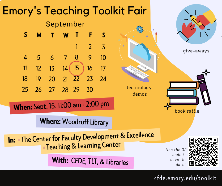 Emory's Teaching Toolkit Fair Flyer is Sept 15